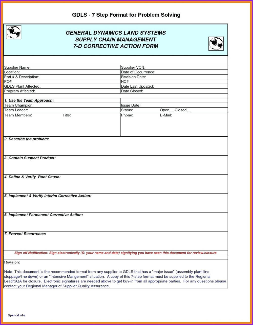 D Report Vorlage Excel Dann Corrective Action Form In Corrective Action Report Template