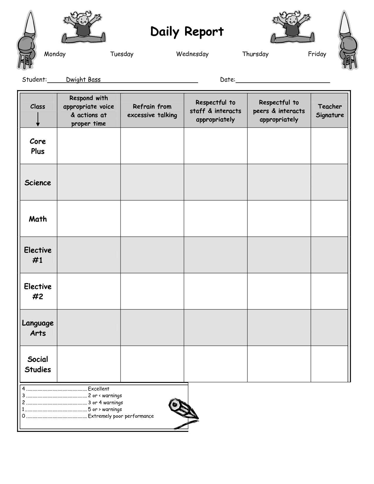Daily Report Card Template For Adhd ] - Report Template Intended For Daily Report Card Template For Adhd