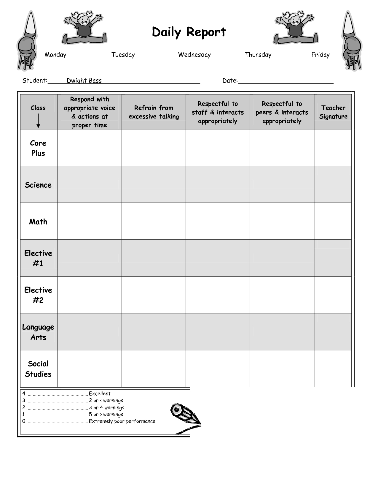 Daily Report Card Template For Adhd ] – Report Template Intended For Daily Report Card Template For Adhd