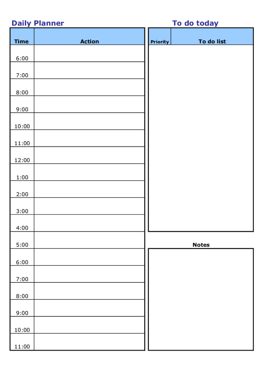 Daily Schedule Template New Blank – Edit, Fill, Sign Online With Printable Blank Daily Schedule Template