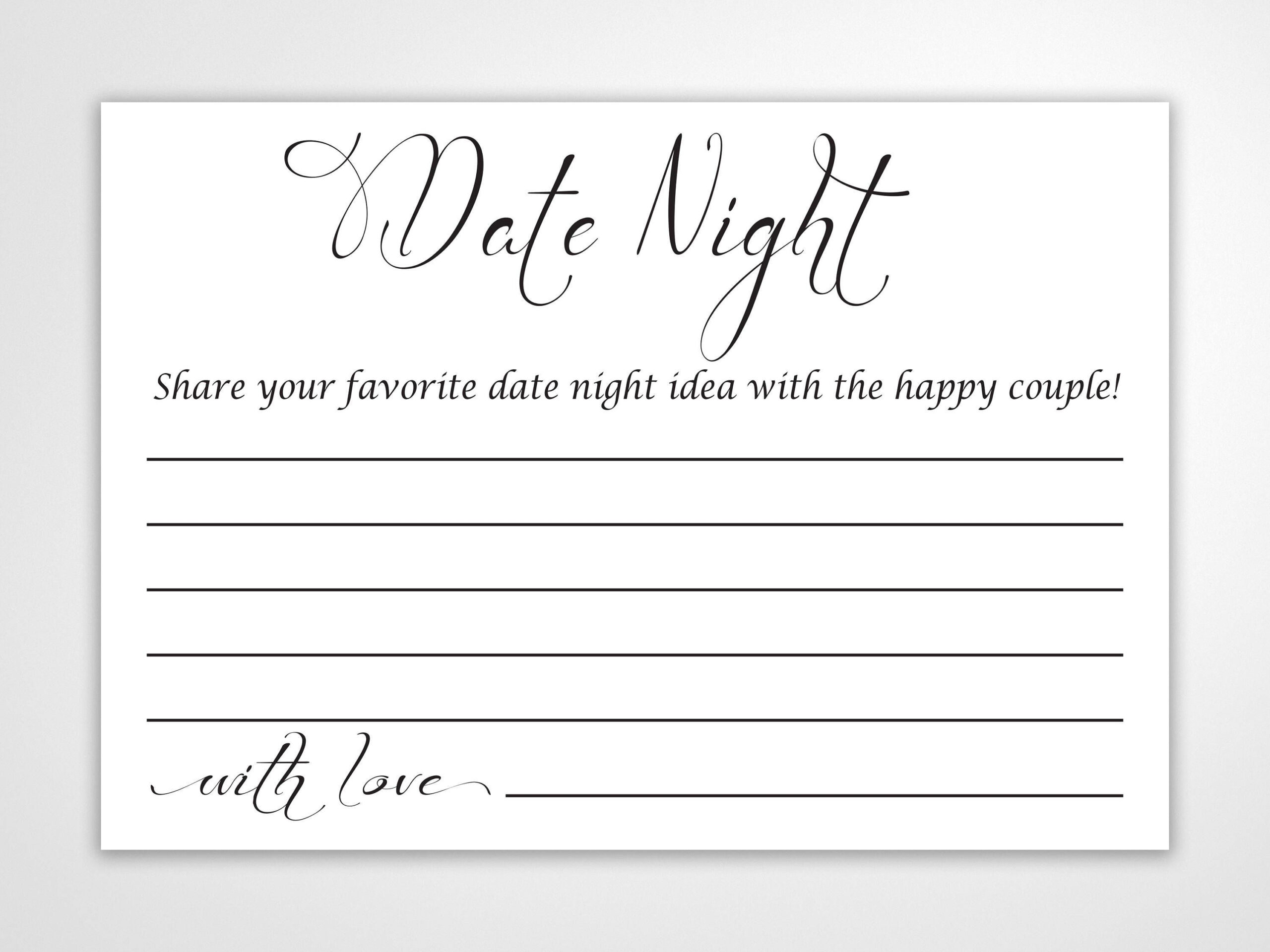 Date Night Card, Date Night Idea, Date Ideas, Wedding For Sim Card Template Pdf