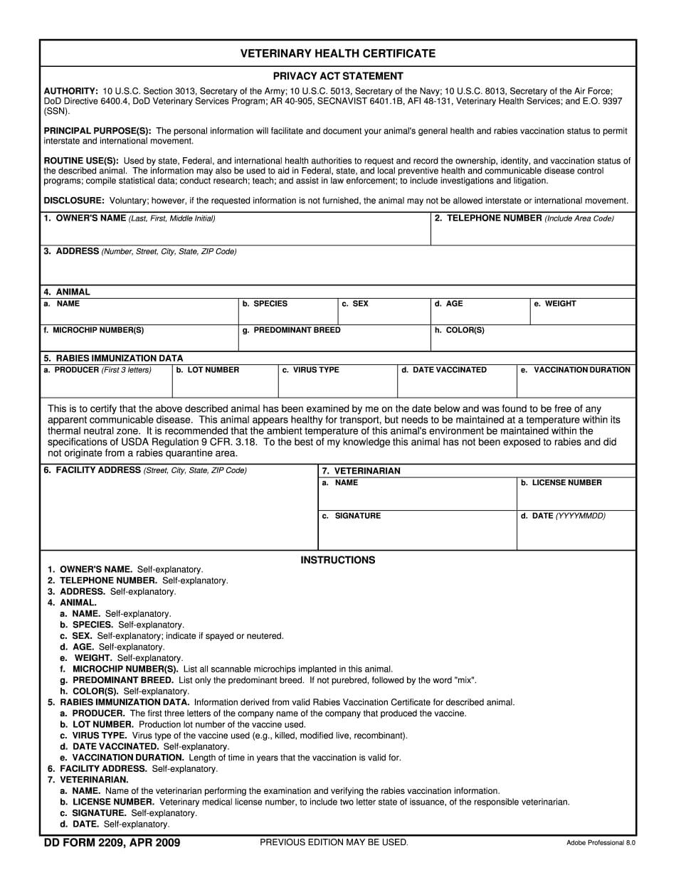 Dd 2058 Fillable – Fill Online, Printable, Fillable Blank For Veterinary Health Certificate Template