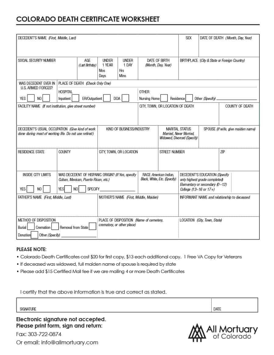 Death Certificate Template – Forza.mbiconsultingltd Pertaining To Mexican Marriage Certificate Translation Template