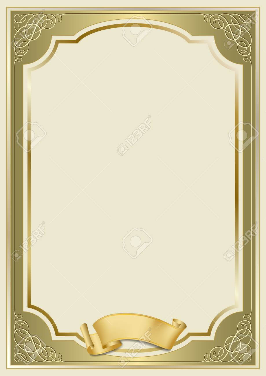 Decorative Rectangular Framework And A Scroll. Template For Diploma,.. Throughout Certificate Scroll Template