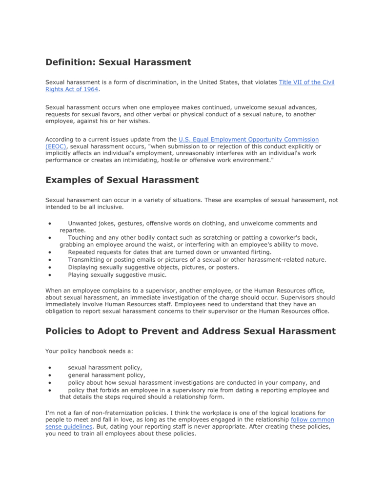 Definition: Sexual Harassment Intended For Sexual Harassment Investigation Report Template