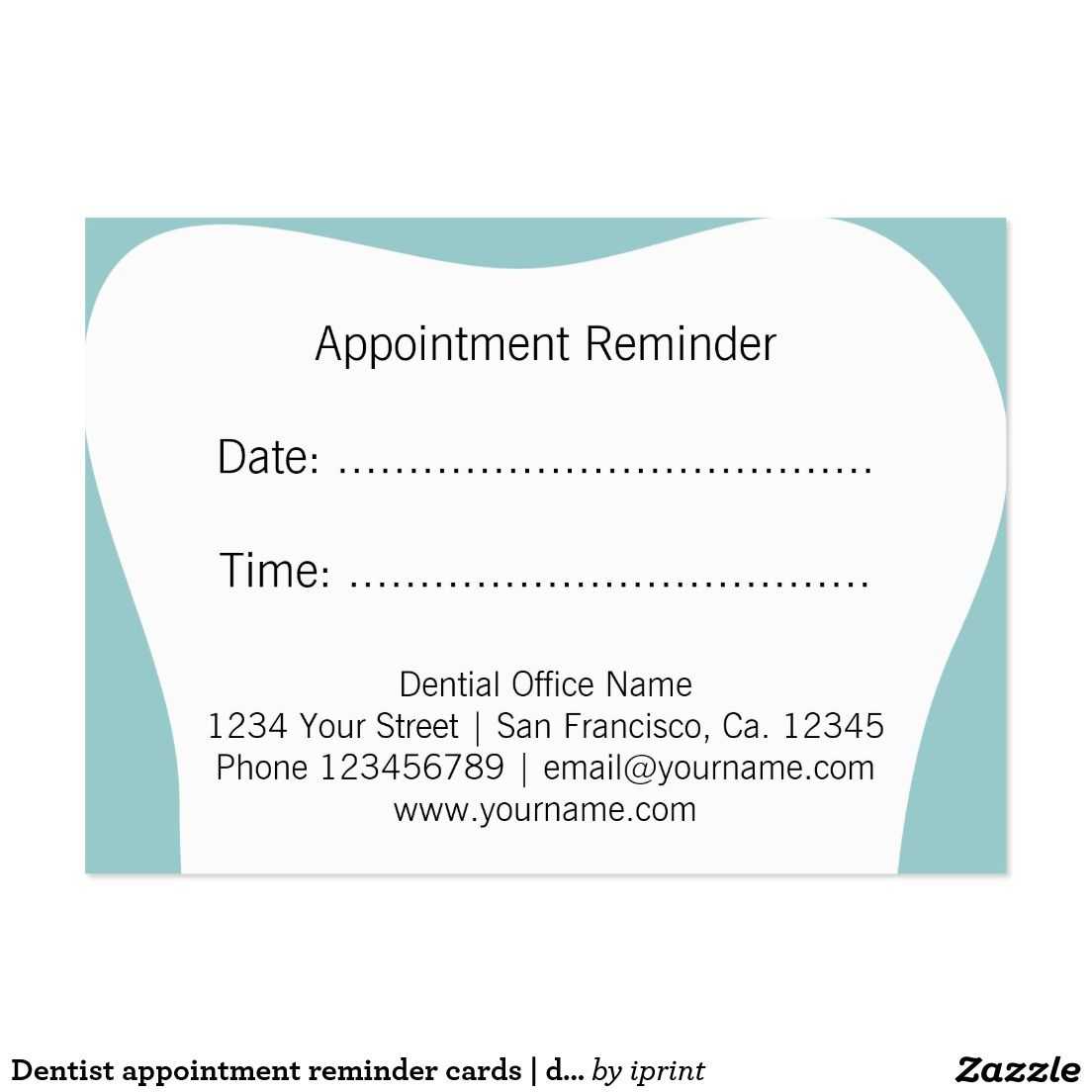 Dentist Appointment Reminder Cards | Dental Office | Zazzle Pertaining To Appointment Card Template Word