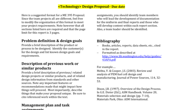 Design Report Template - University Of Washington with Section 7 Report Template