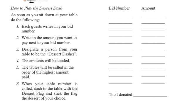 Dessert Dash Form | Auction Bid, How To Raise Money, Templates within Auction Bid Cards Template