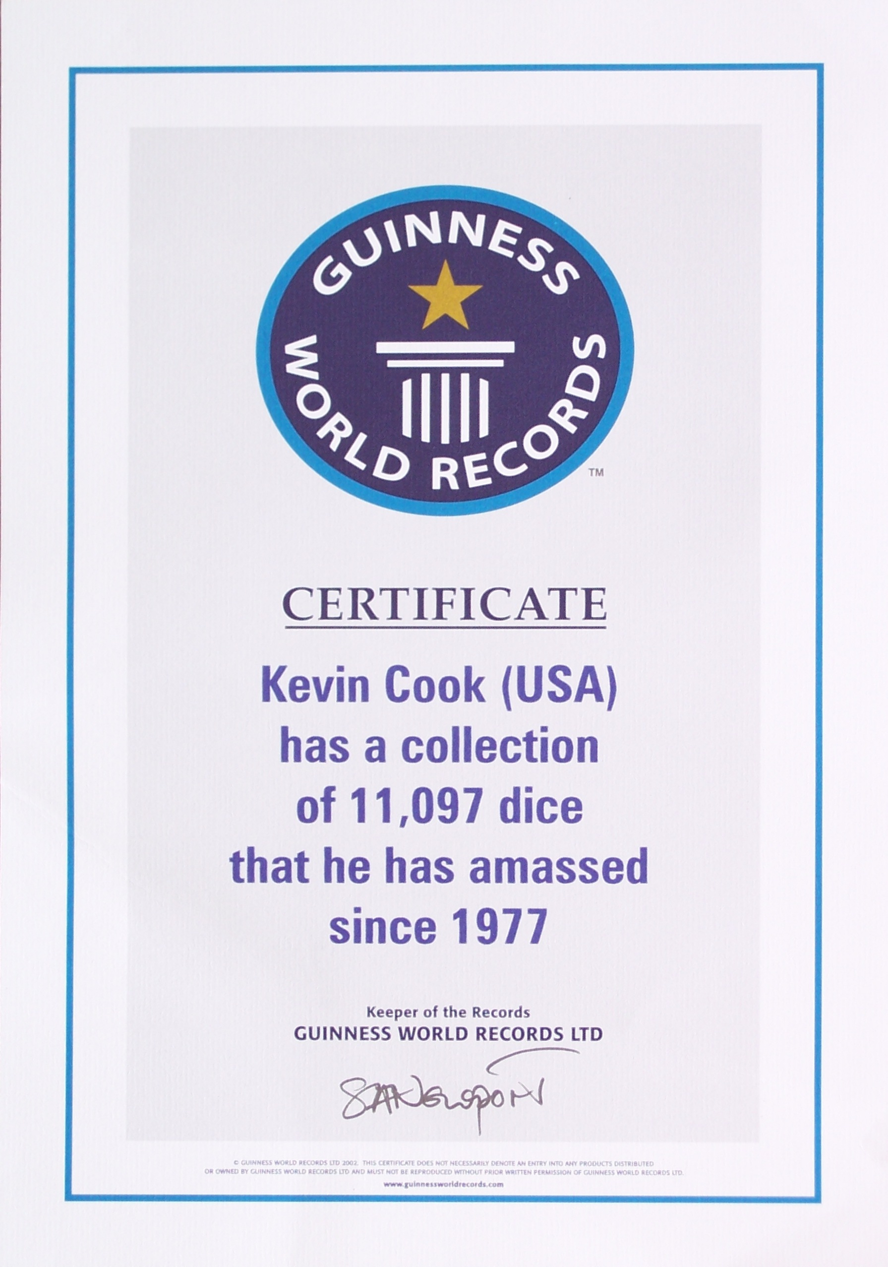 Dicecollector – Guinness Claim Information Throughout Guinness World Record Certificate Template