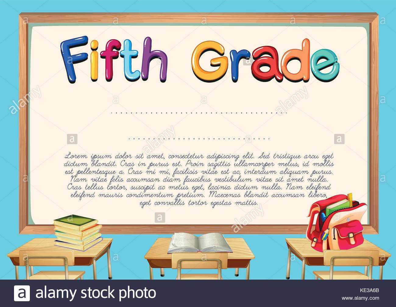 Diploma Template For Fifth Grade Students Illustration Stock Within 5Th Grade Graduation Certificate Template