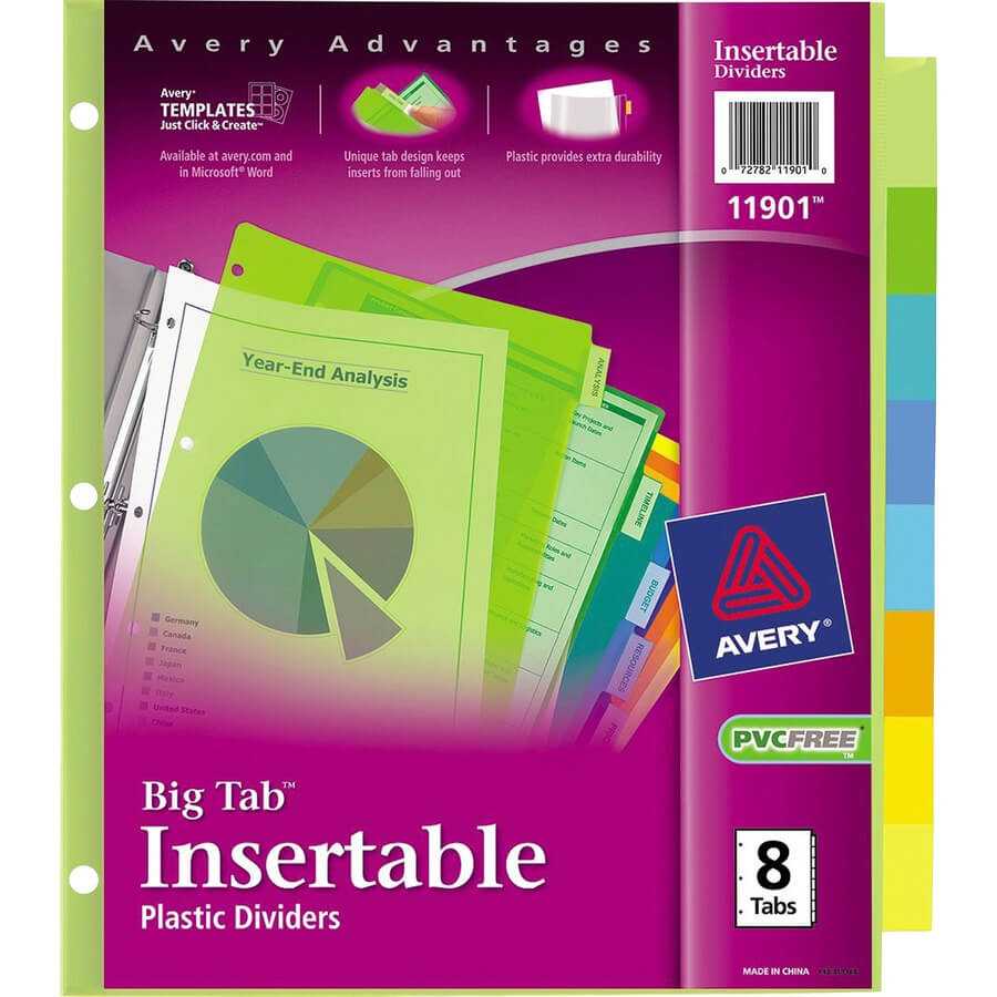 Discount Bulk Prices: Avery Big Tab Plastic Insertable Divider With 8 Tab Divider Template Word