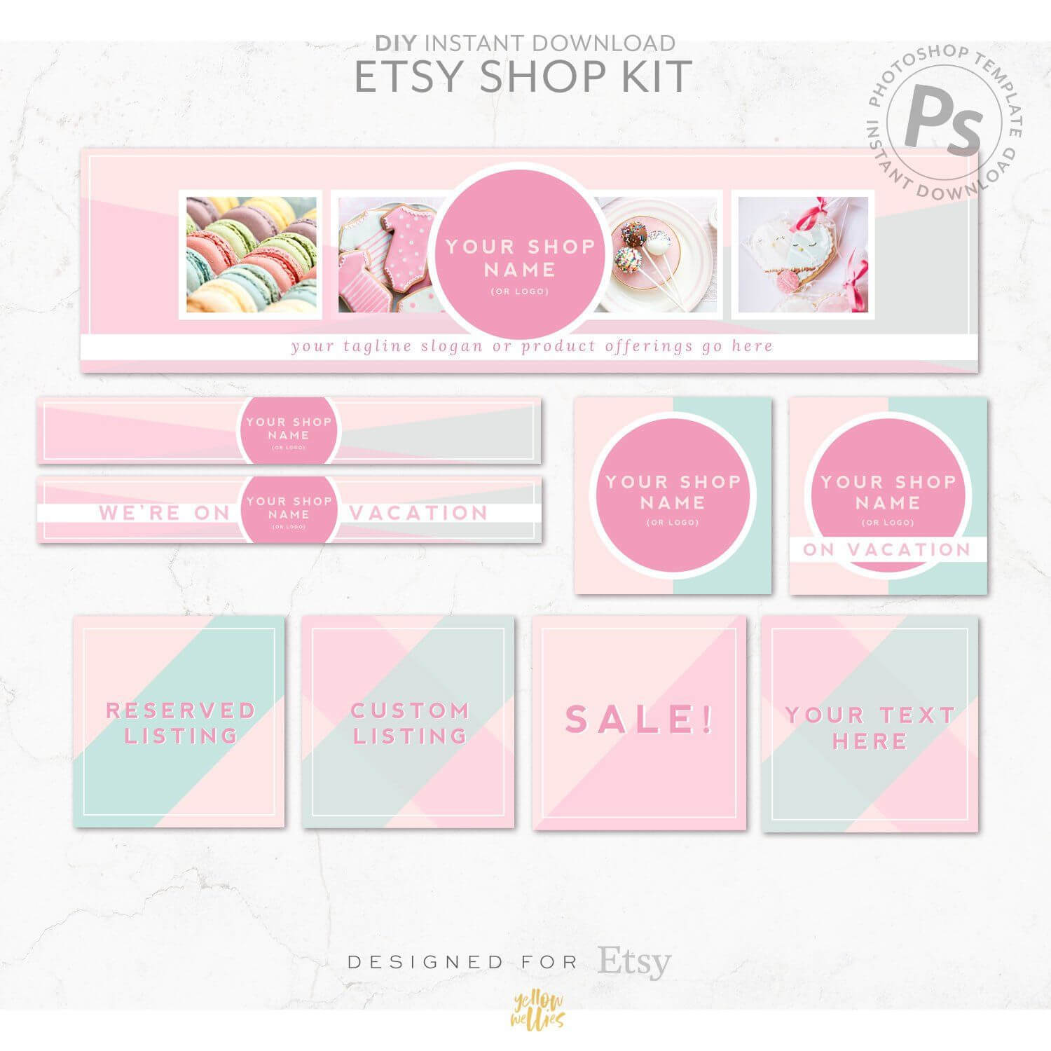 Diy Editable Etsy Shop Graphic Bundle Kit | Etsy Banner In Free Etsy Banner Template
