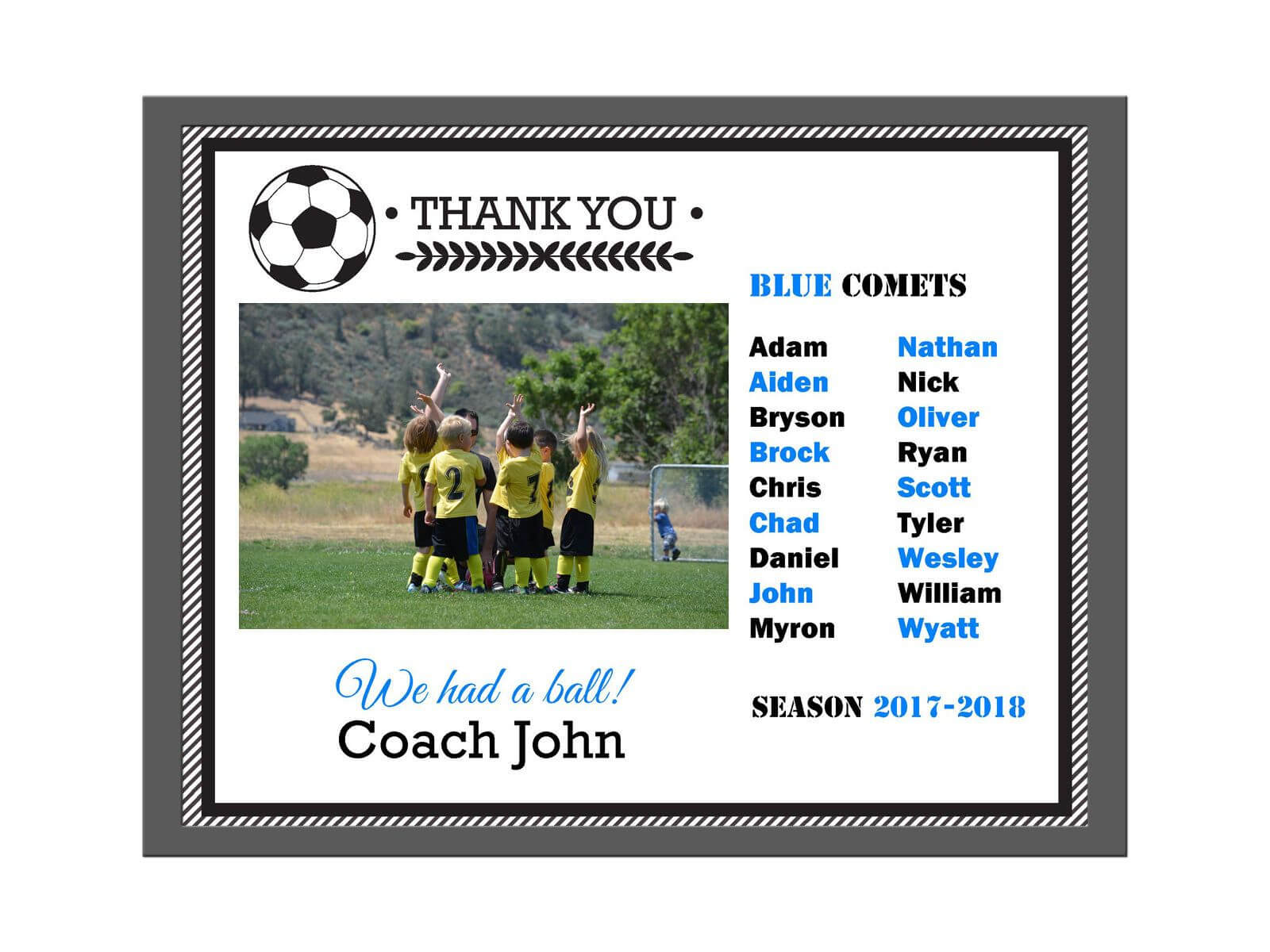 Diy Editable Pdf Sports Team Soccer Thank You Coach With Soccer Thank You Card Template