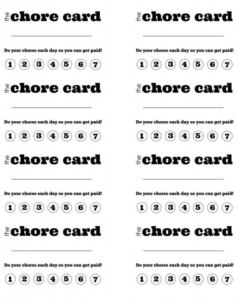 Diy Printable Kid S Chore Punch Card | Chore Cards, Kids With Regard To Reward Punch Card Template