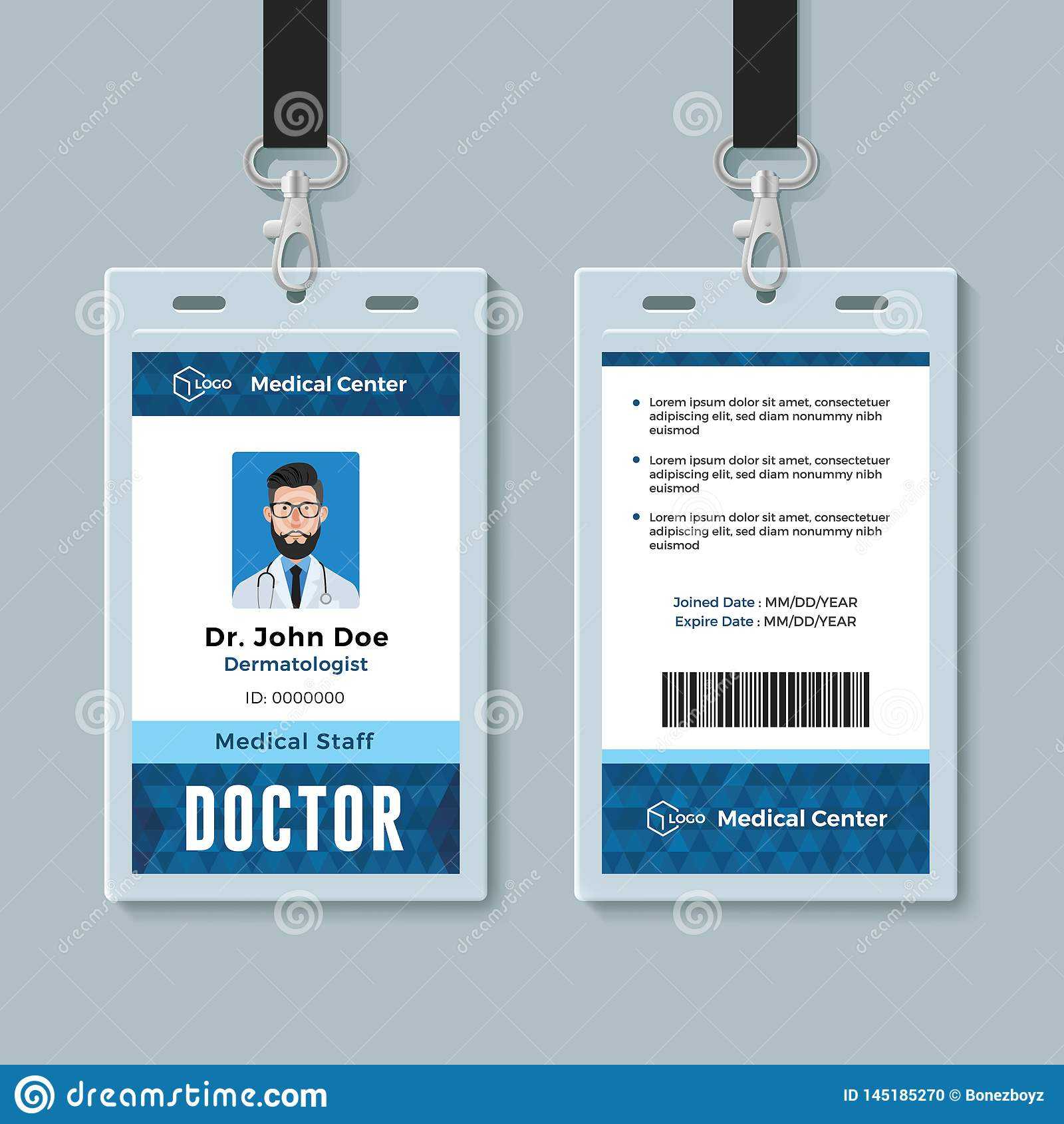 Doctor Id Card. Medical Identity Badge Design Template Stock Throughout Doctor Id Card Template