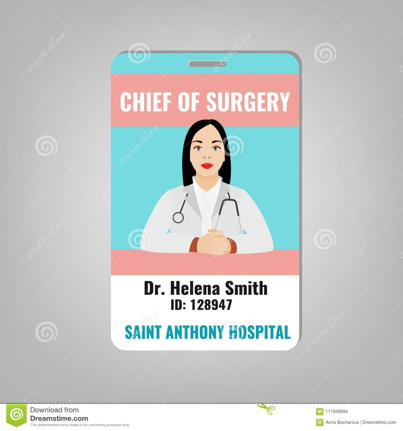 Doctor Id Card Stock Vector. Illustration Of Doctor – 111940694 Intended For Doctor Id Card Template