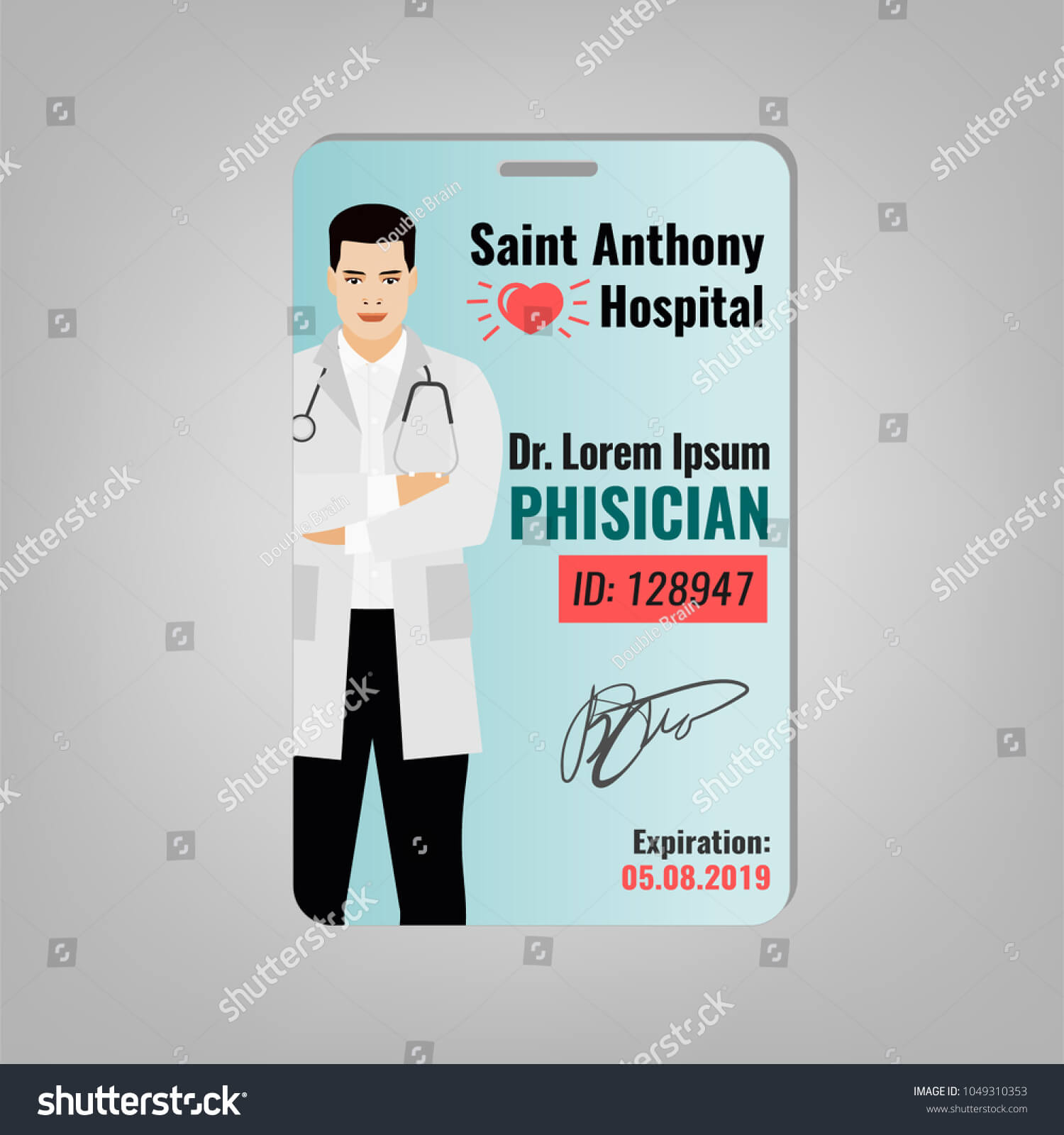 Doctors Id Card Hospital Logo Phisician Stock Image Intended For Hospital Id Card Template