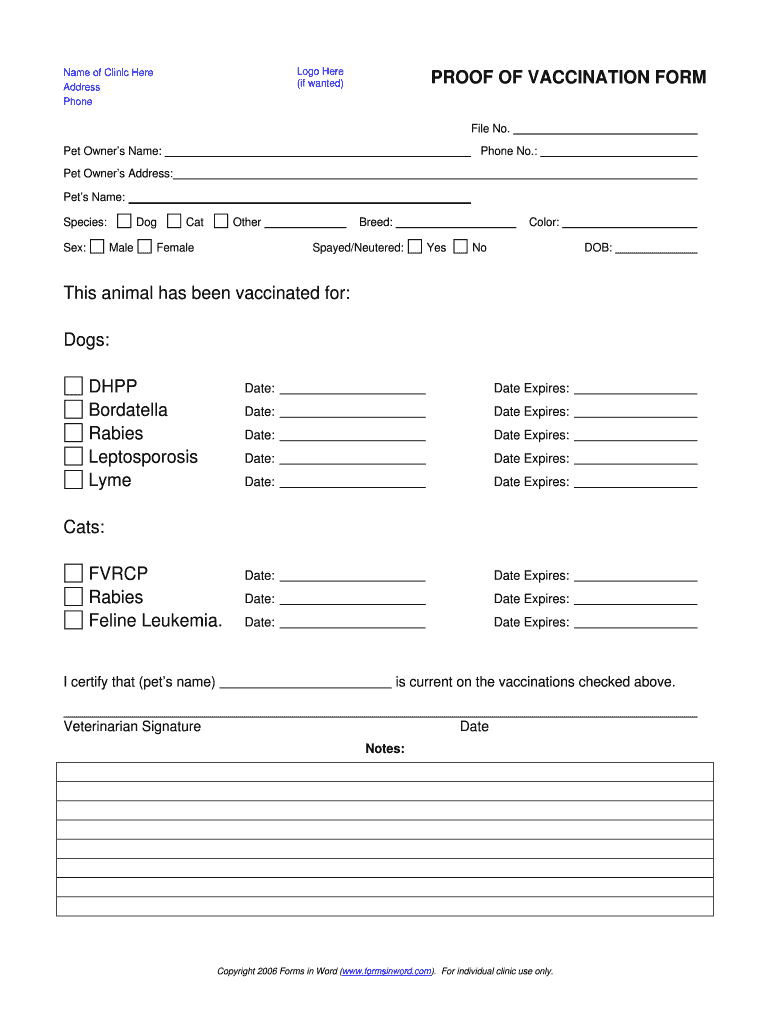 Dog Shot Record – Fill Online, Printable, Fillable, Blank With Regard To Certificate Of Vaccination Template