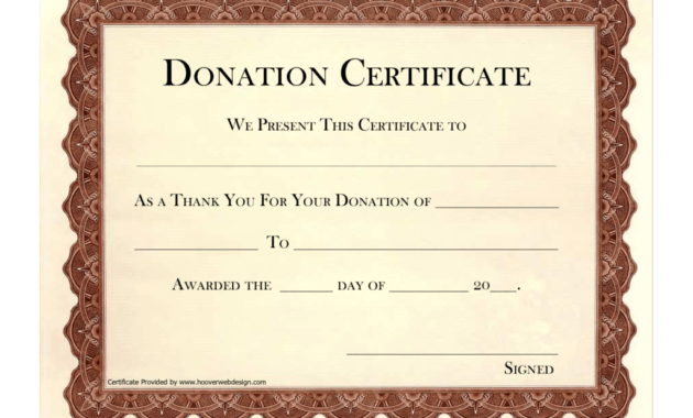 Donation Certificate Template | Certificate Templates throughout Donation Certificate Template