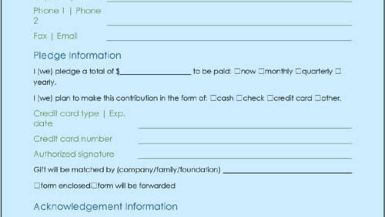 Donation Form Template | Excel & Word Templates In Donation Cards Template