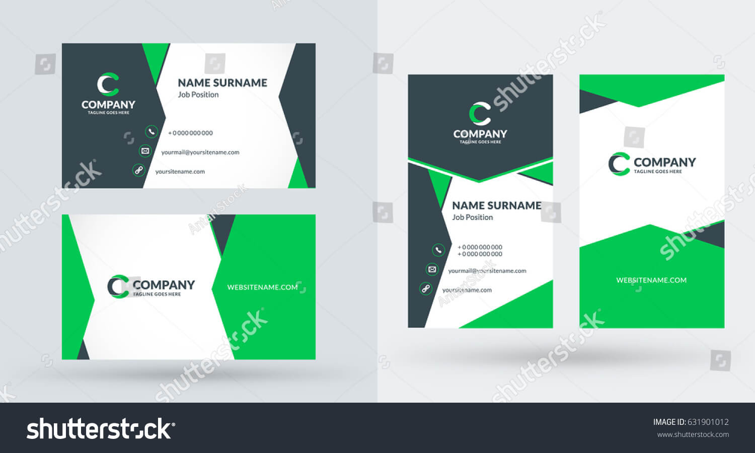 Doublesided Creative Business Card Template Portrait Intended For Portrait Id Card Template