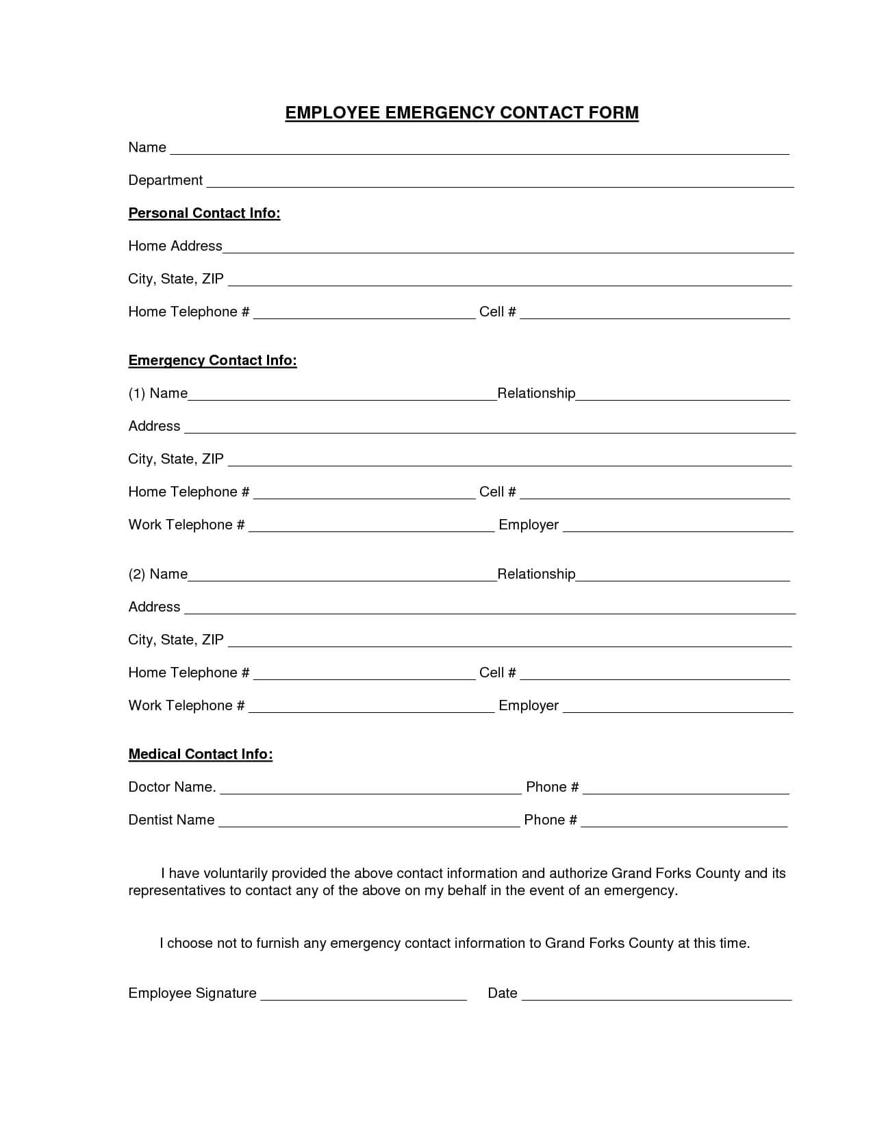 Download A Free Emergency Contact Form And Emergency Card Within Emergency Contact Card Template