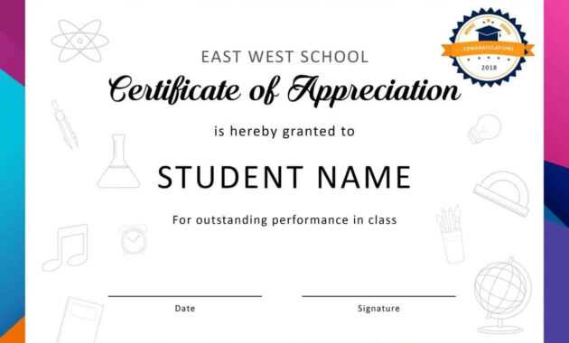 Download Certificate Of Appreciation For Students 01 in Felicitation Certificate Template