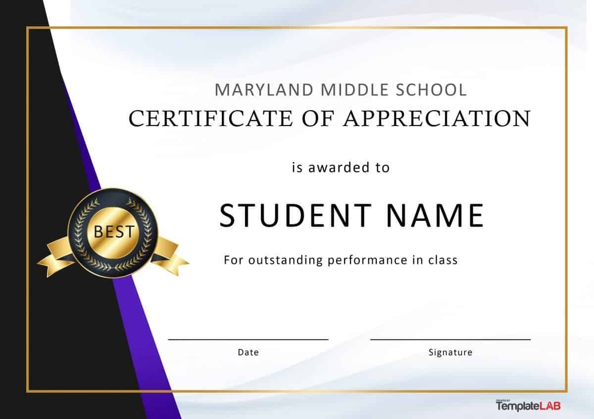 Download Certificate Of Appreciation For Students 02 With Free Student Certificate Templates