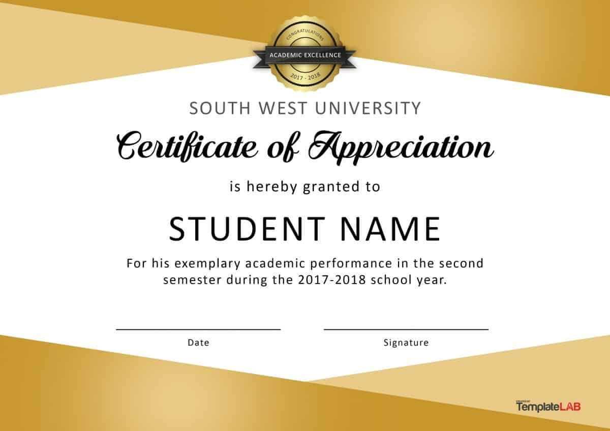 Download Certificate Of Appreciation For Students 03 For Certificate Of Excellence Template Free Download