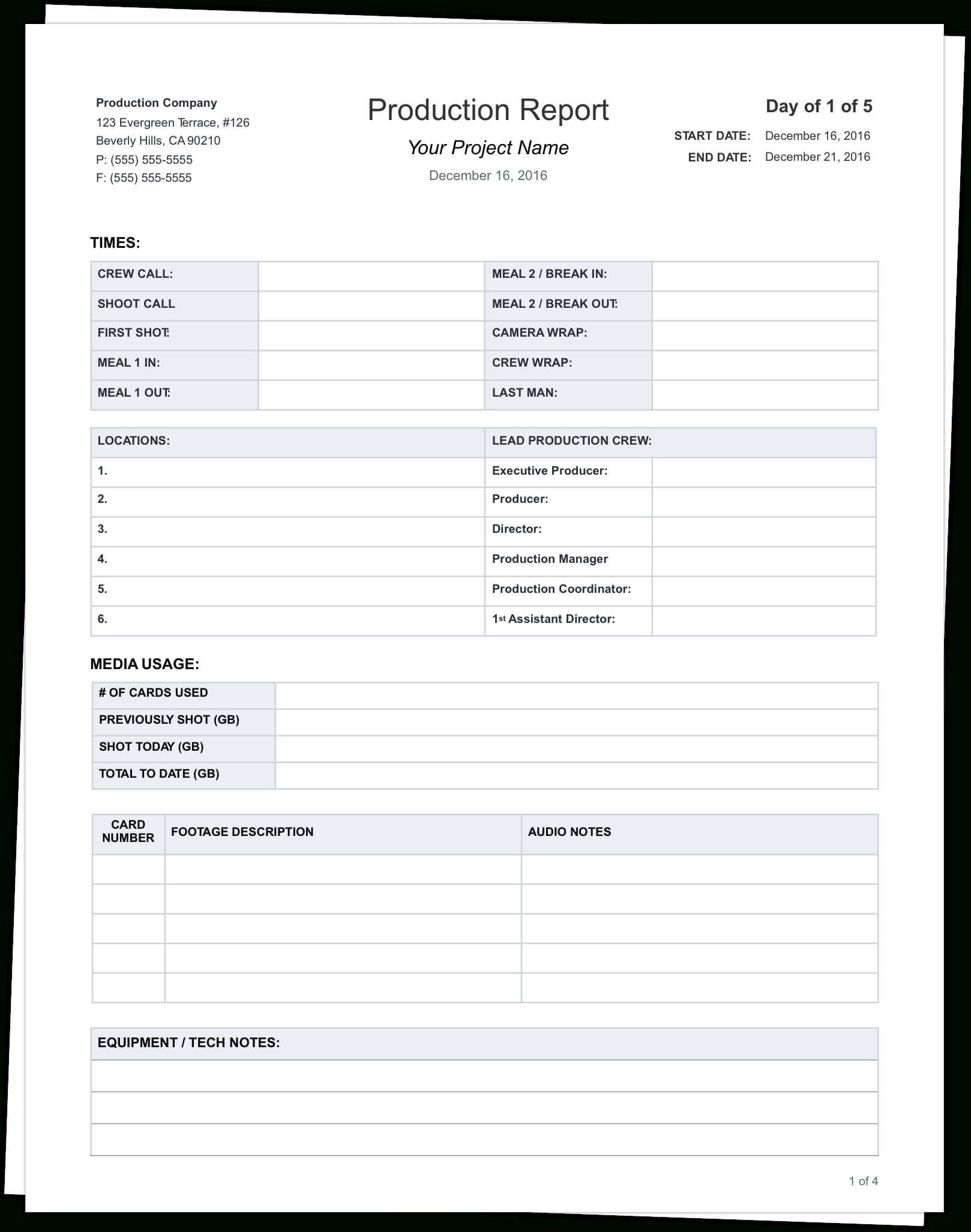 Download Free Daily Production Report Template | Report In Wrap Up Report Template