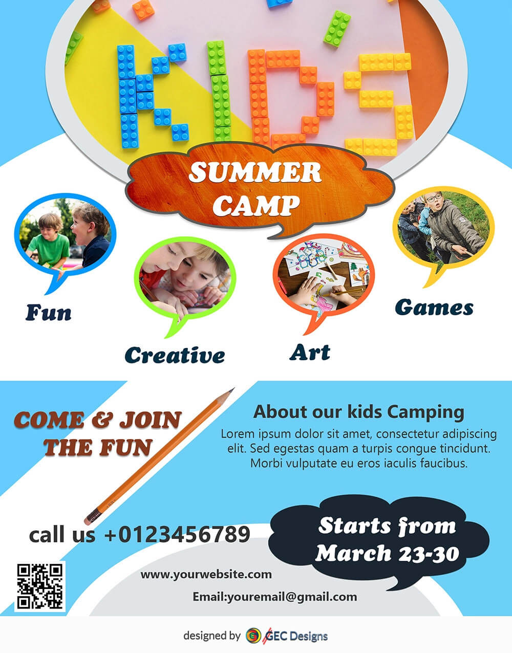 Download Free Kids Summer Camp Flyer Design Templates For Summer Camp Brochure Template Free Download