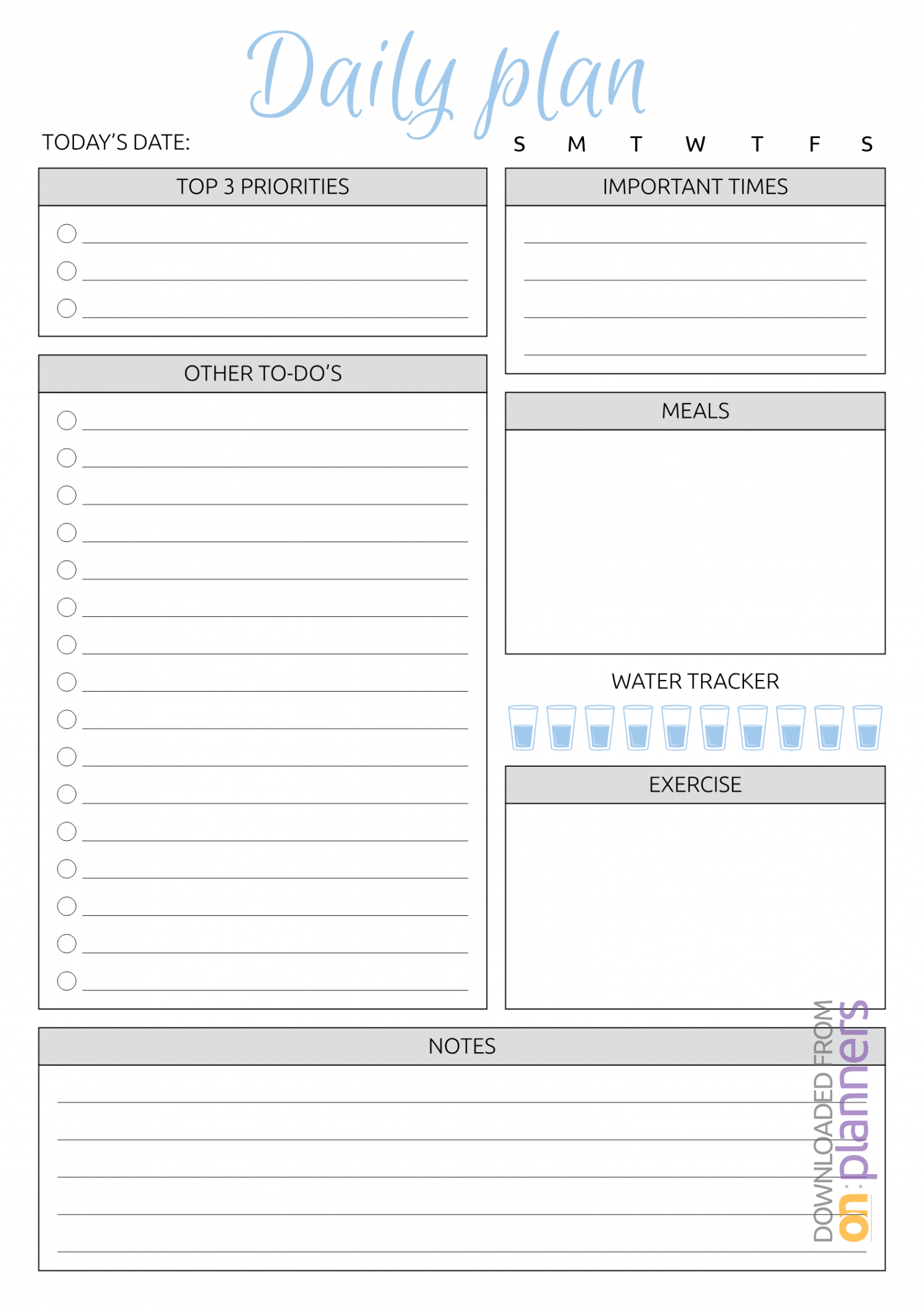 Download Printable Daily Plan With To Do List & Important For Blank To Do List Template