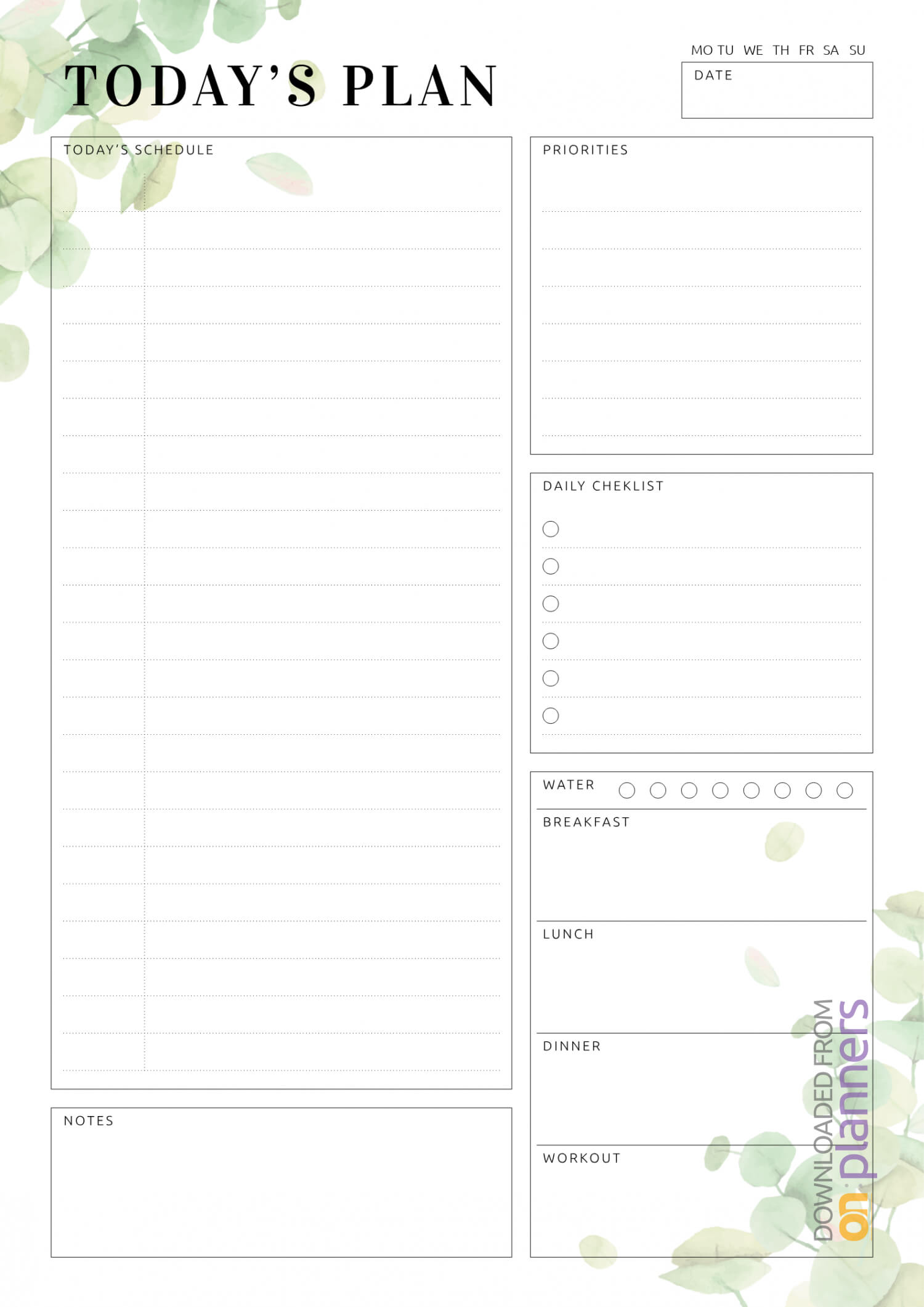 Download Printable Undated Planner With Daily Checklist Pdf In Blank Checklist Template Pdf