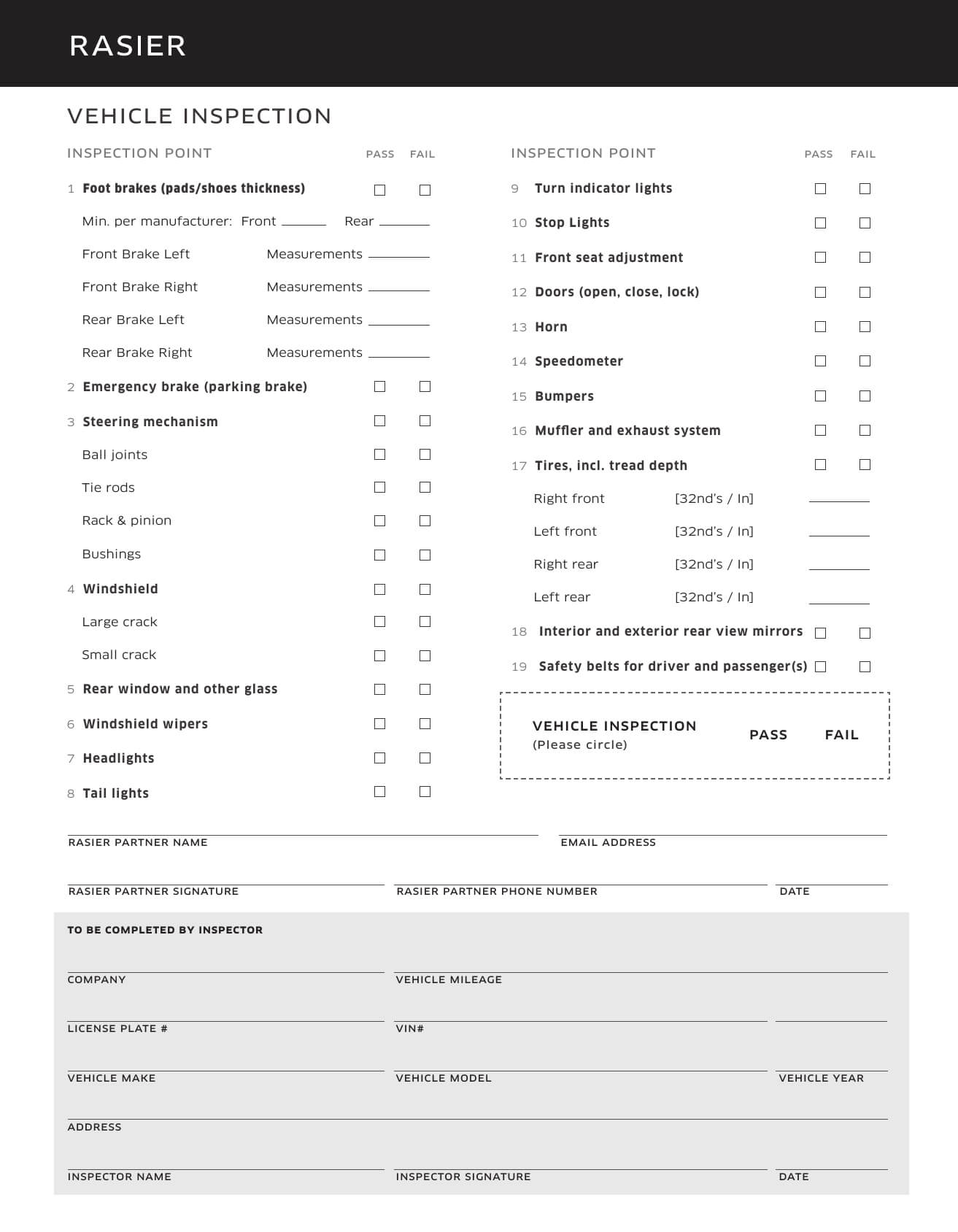 Download Vehicle Inspection Checklist Template | Excel | Pdf In Vehicle Checklist Template Word