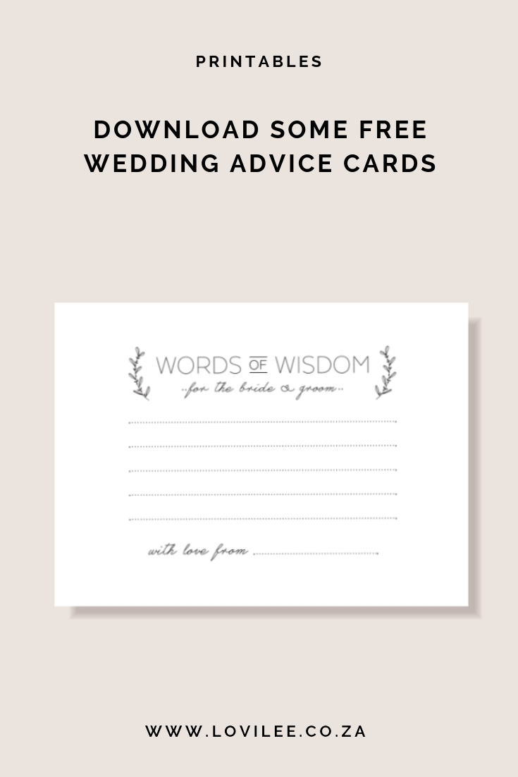 Download Your Free Wedding Advice Cards Printable | Lovilee Inside Marriage Advice Cards Templates