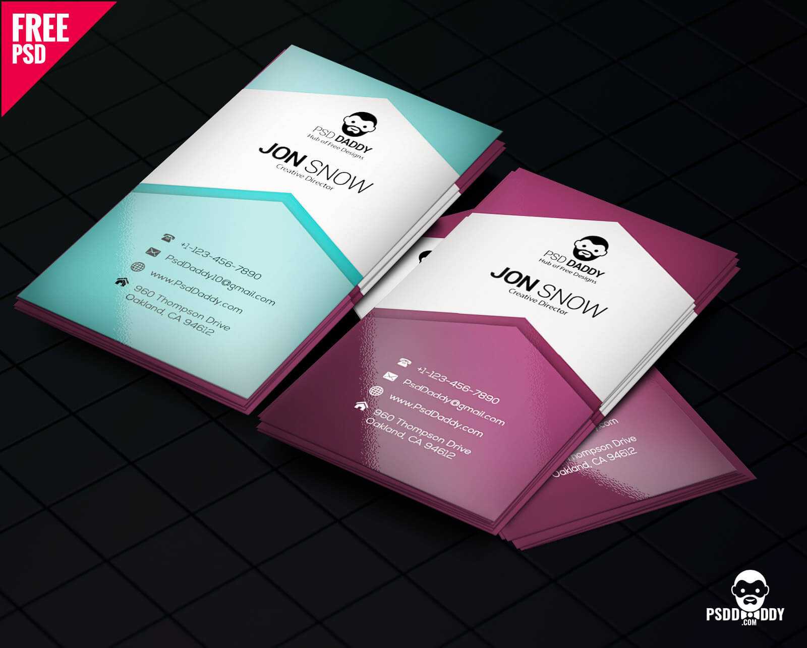 Download]Creative Business Card Psd Free | Psddaddy Throughout Business Card Template Size Photoshop