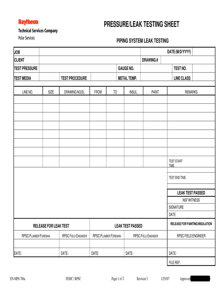 Duct Pressure Testing Forms - Fill Online, Printable Throughout Hydrostatic Pressure Test Report Template