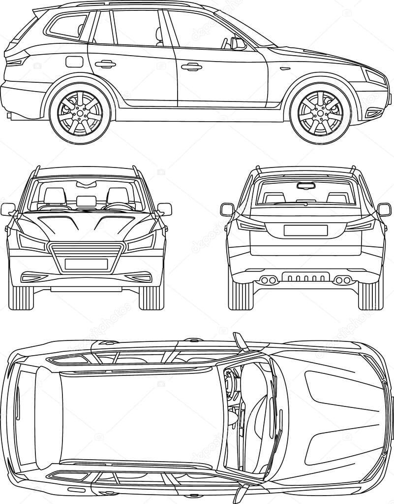 ᐈ Car Outlines Stock Drawings, Royalty Free Vehicle In Truck Condition Report Template
