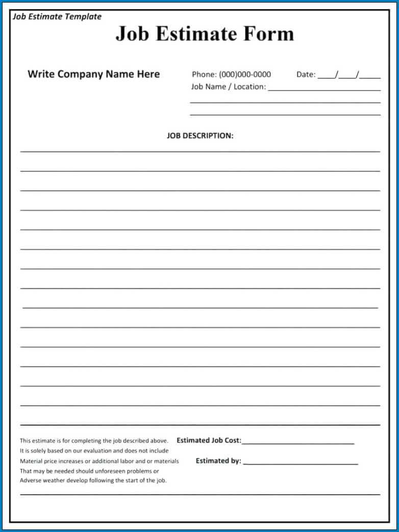 √ Free Printable Contractor Estimate Template | Templateral Pertaining To Blank Estimate Form Template