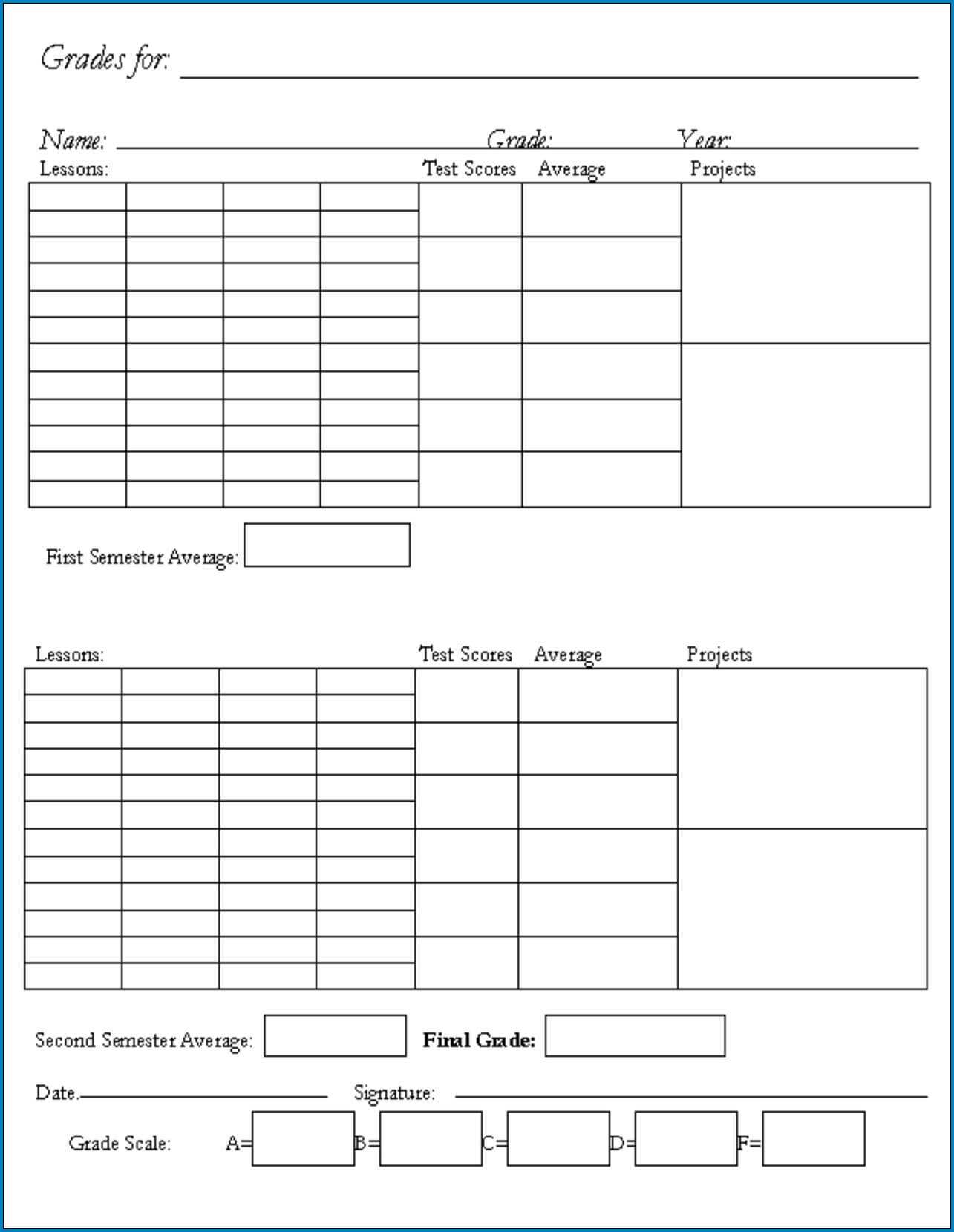 √ Free Printable Homeschool Report Card Template | Templateral For Homeschool Report Card Template Middle School