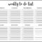 √ Free Printable Weekly To Do List Template | Templateral Within Blank To Do List Template
