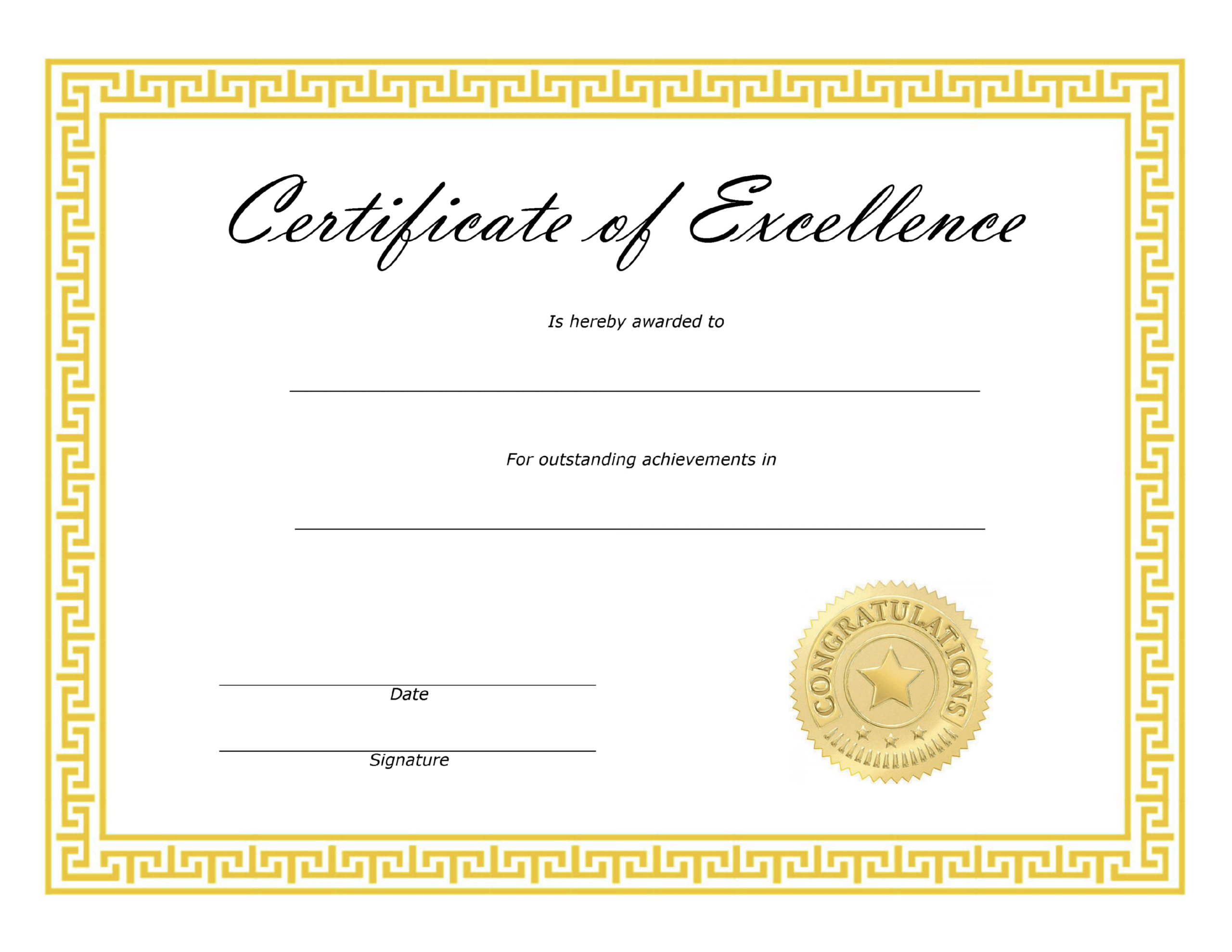 ❤️ Free Sample Certificate Of Excellence Templates❤️ Throughout Certificate Of Excellence Template Free Download