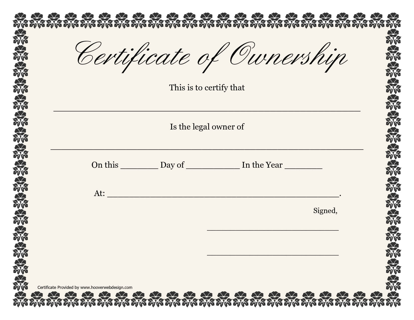 ❤️5+ Free Sample Of Certificate Of Ownership Form Template❤️ With Ownership Certificate Template