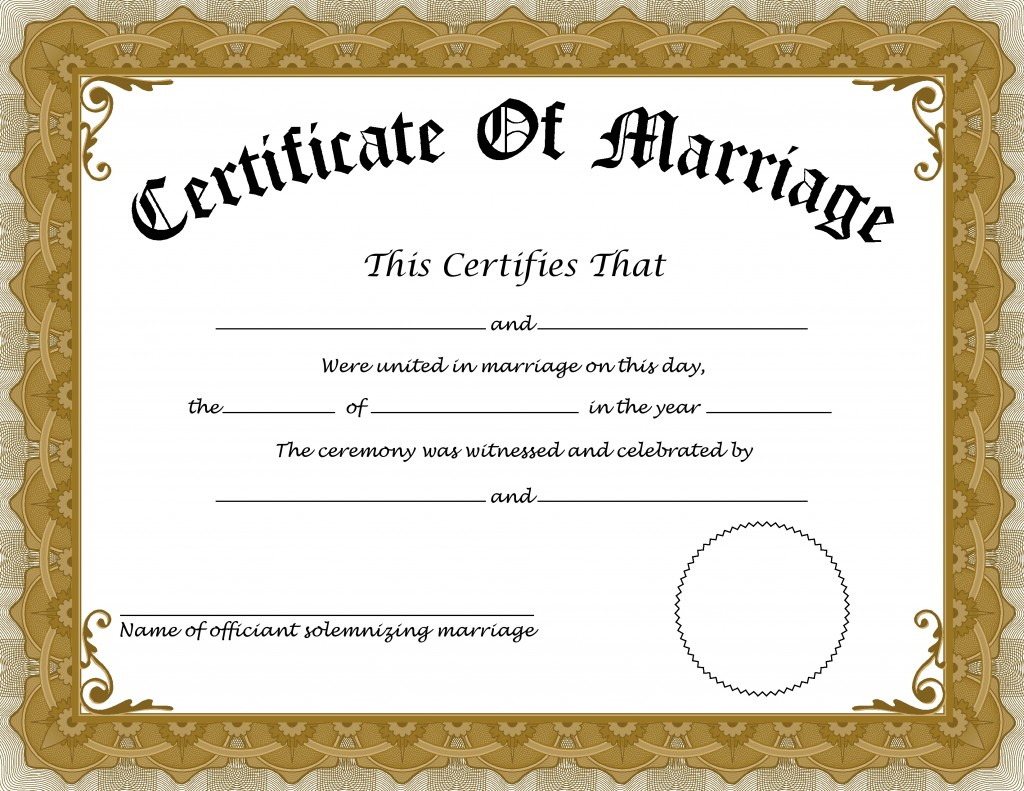 ❤️free Printable Certificate Of Marriage Templates❤️ In Certificate Of Marriage Template