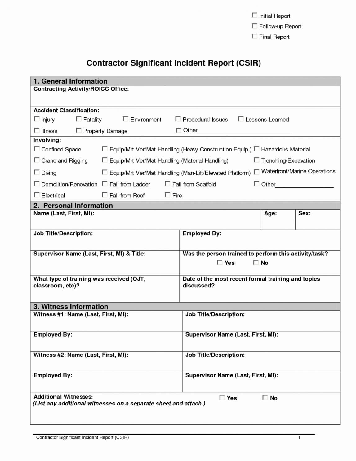 Editable Accident Estigation Form Template Uk Report Format Regarding Investigation Report Template Doc
