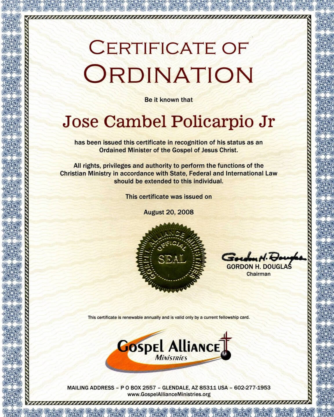 Editable Ordination Certificates Printable Ordination With Regard To Ordination Certificate Template