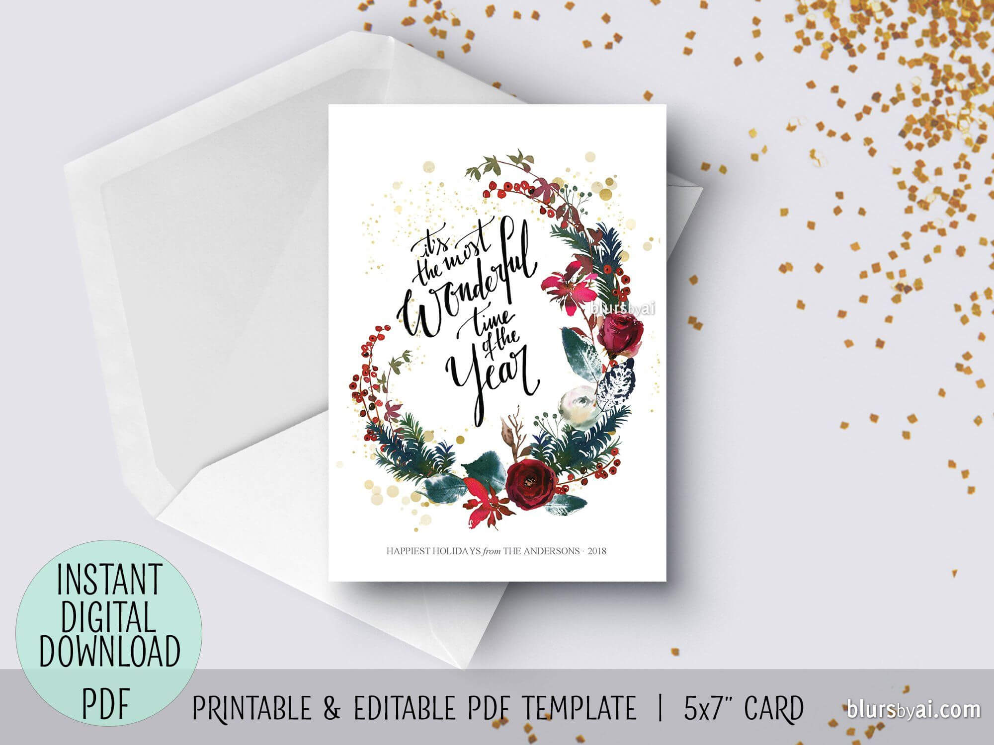 Editable Pdf Christmas Card Template: It's The Most For Happy Holidays Card Template