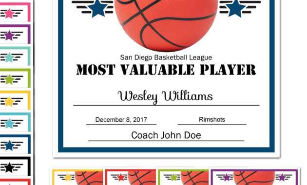 Editable Pdf Sports Team Basketball Certificate Award pertaining to Basketball Certificate Template