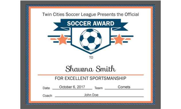 Editable Pdf Sports Team Soccer Certificate Award Template in Soccer Certificate Template