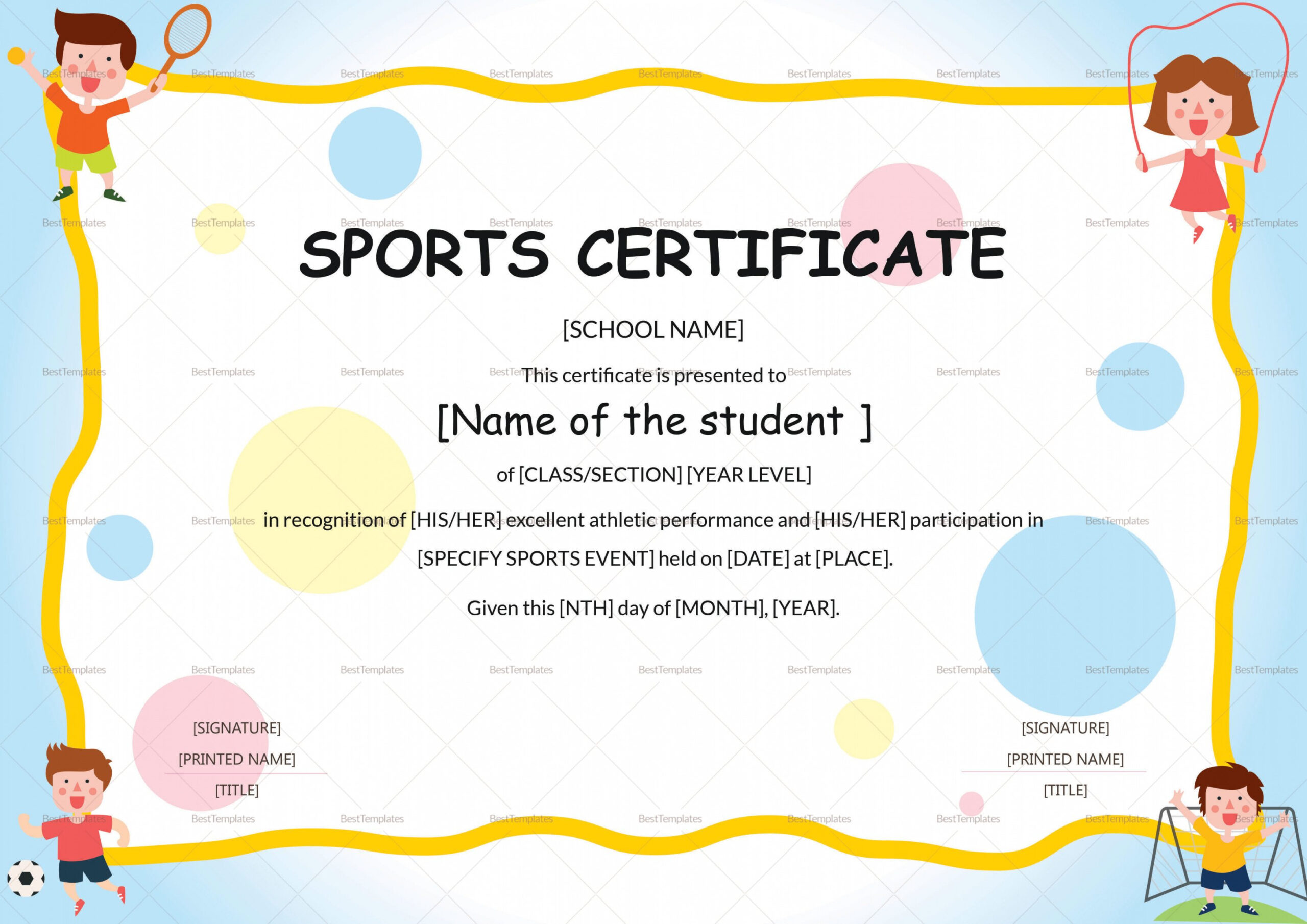 Editable Sports Day Certificate Template For Athletic Certificate Template